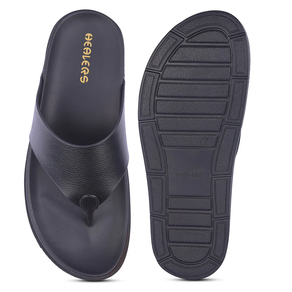 Healers Casual Black Slipper For Men MSL-3 By Liberty - Image 4