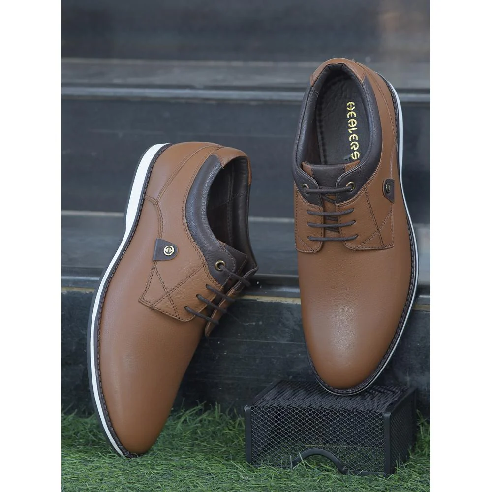 Healers Lacing Tan Formal Shoes For Men OSL-61 By Liberty - Image 4
