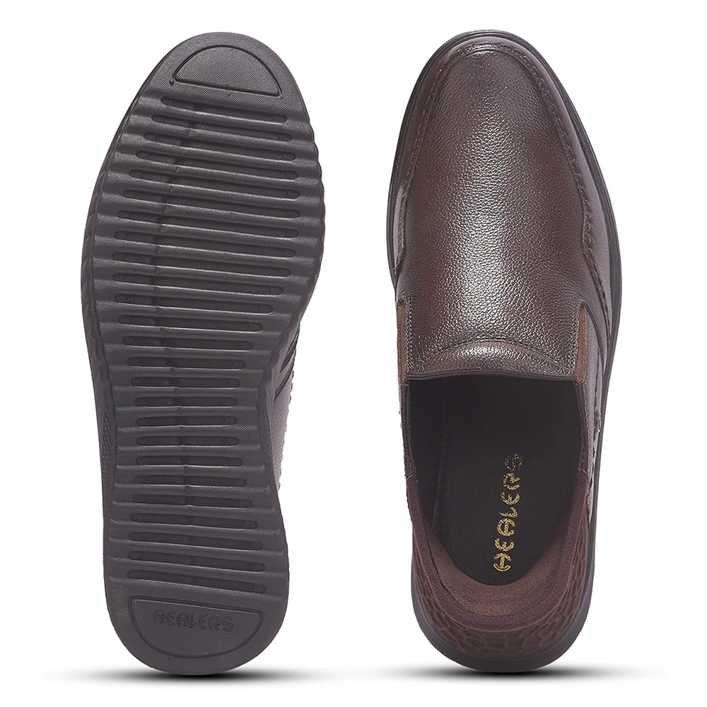 Healers By Liberty Mens UVI-25 Brown Formal Non Lacing Shoes - Image 5