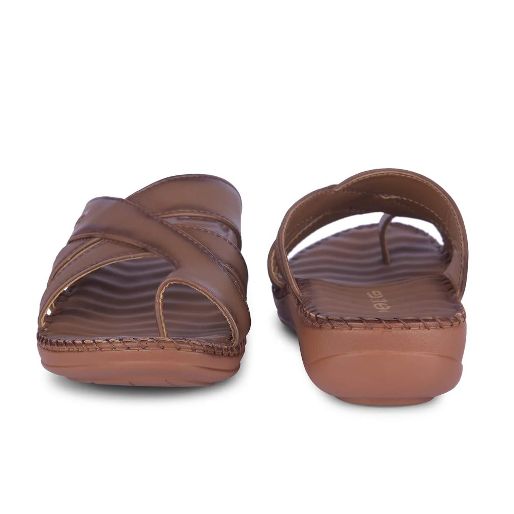 Healers Casual Tan Toe Ring Slippers For Women DELMA-1E By Liberty - Image 5