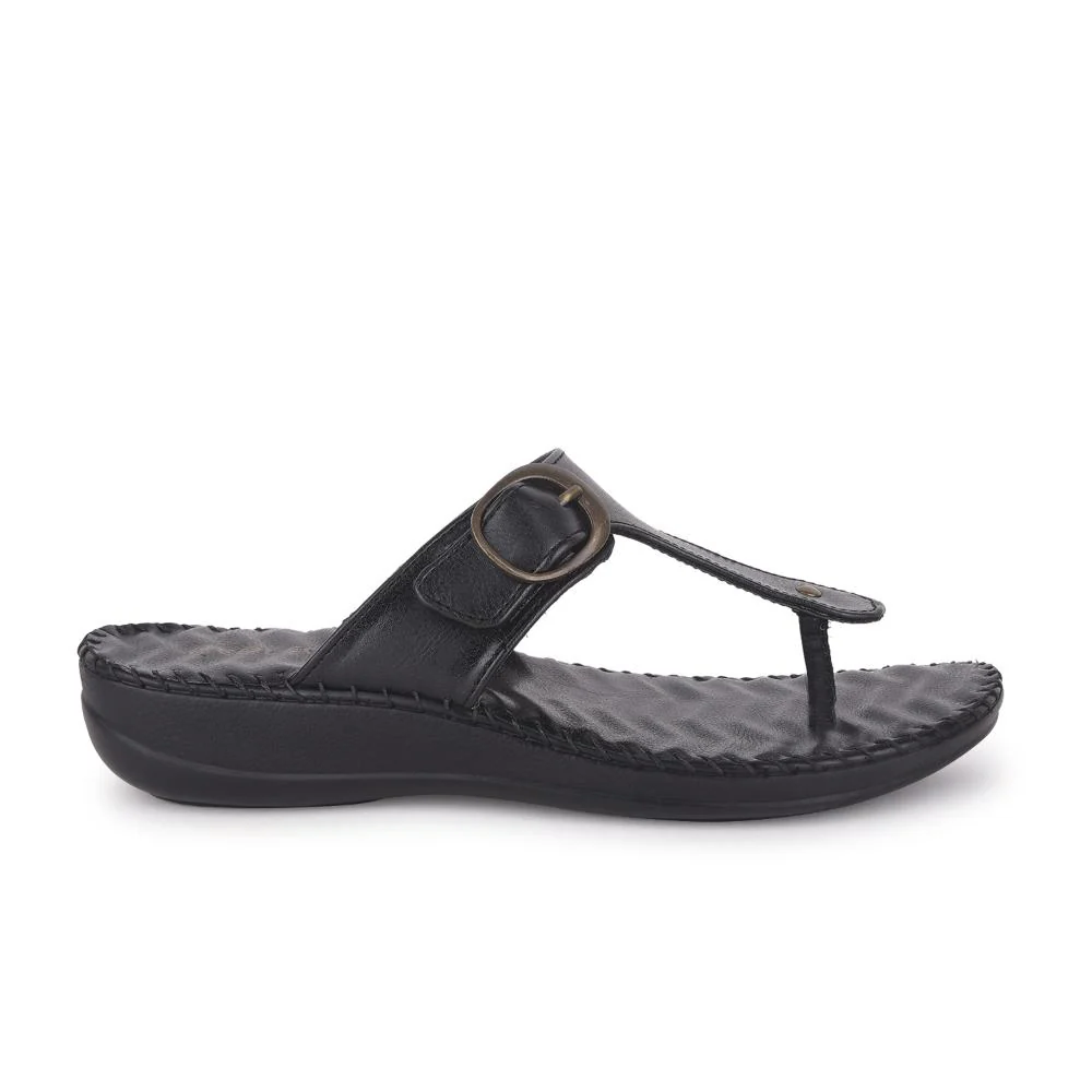 Healers Casual Black Slippers For Women DELMA-3E By Liberty - Image 2