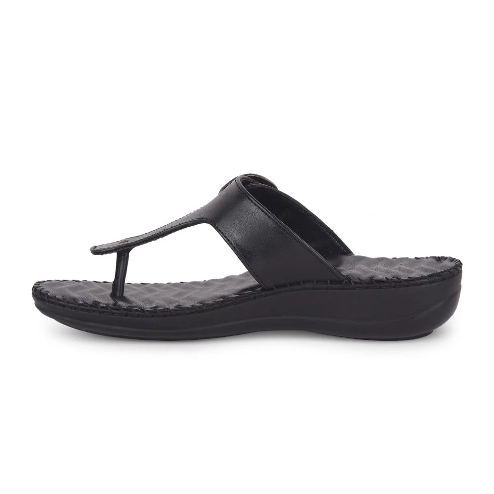 Healers Casual Black Slippers For Women DELMA-3E By Liberty - Image 3