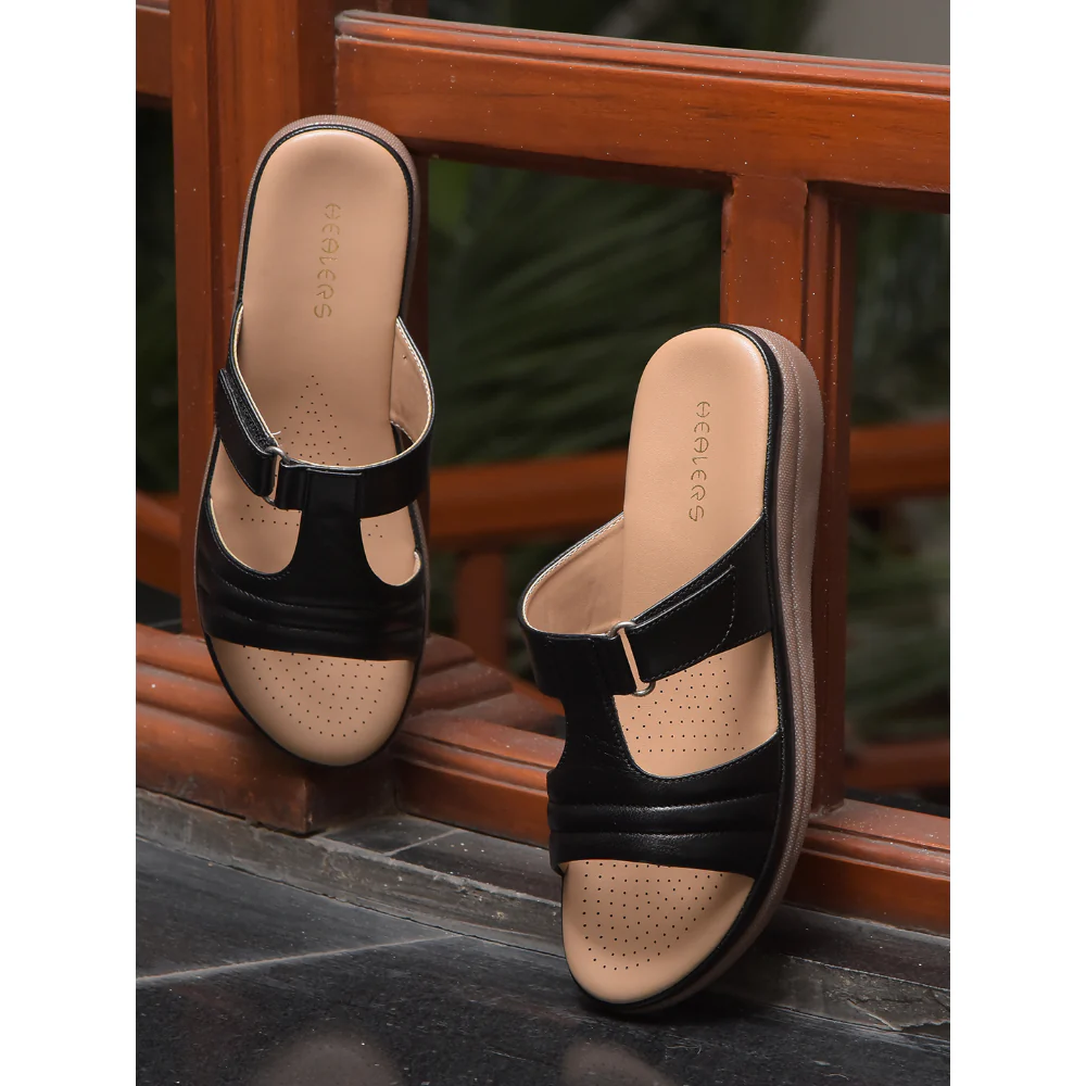 Healers Black Casual Slippers For Women JD-36 By Liberty - Image 4
