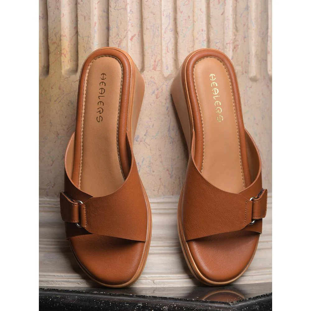 Healers By Liberty Women LDF-21 Tan Wedges Casual Slippers - Image 4