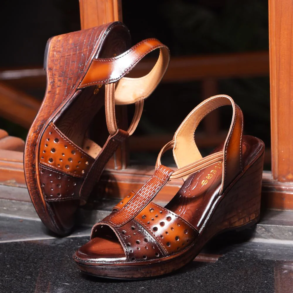 Healers By Liberty Women TLO-54 Tan Wedges Fashion Wedges Heel Sandal - Image 4