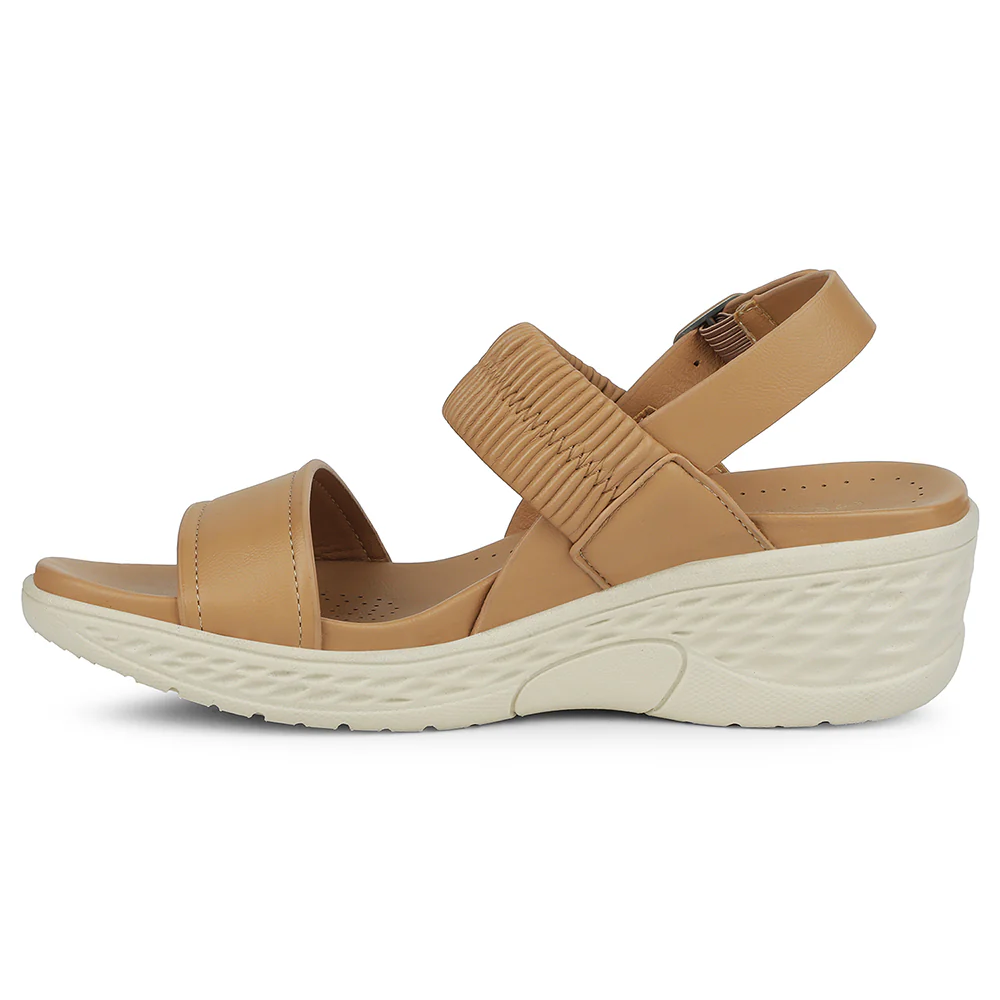 Healers Camel Wedge Heel Sandal For Women ZQ-FD-49 By Liberty - Image 3