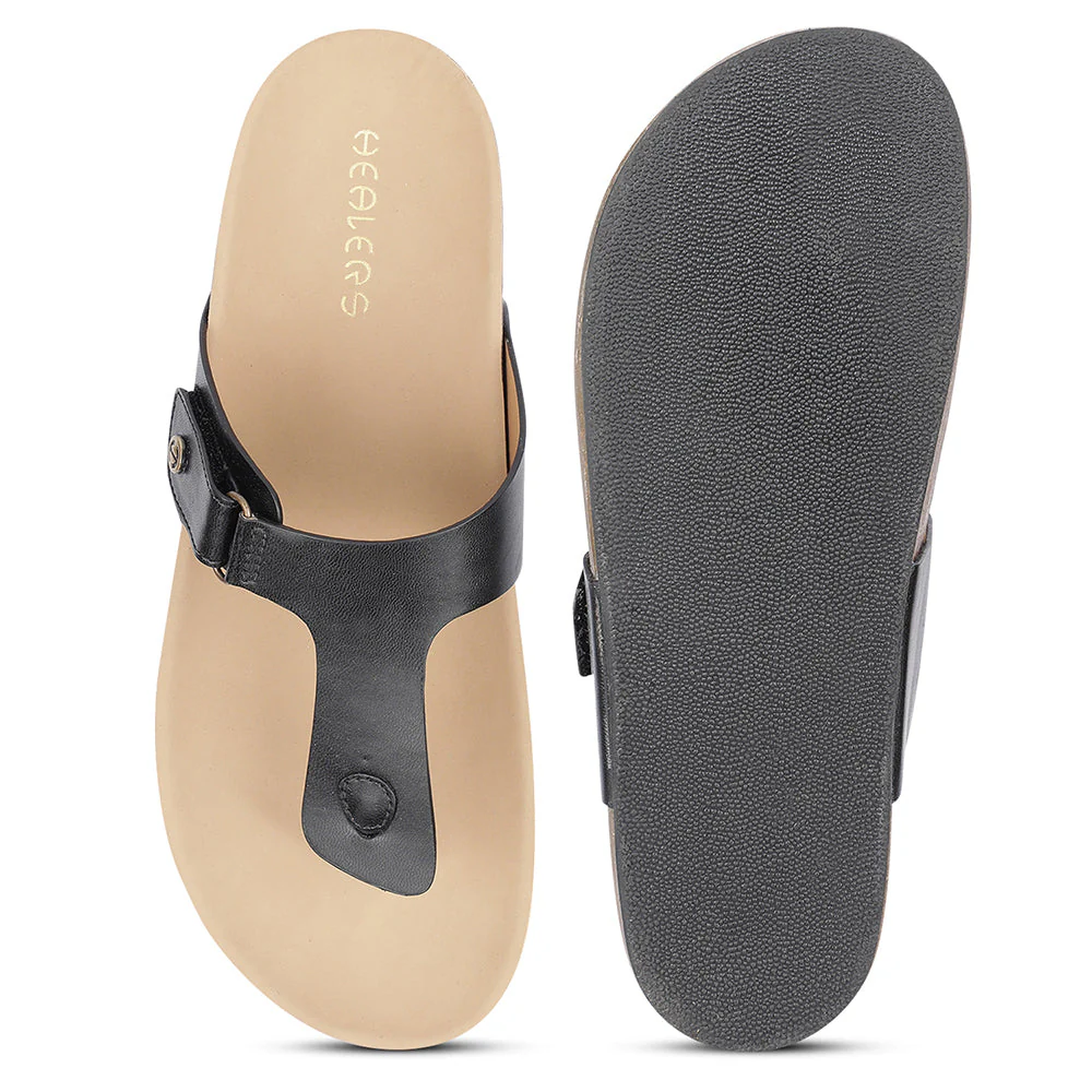 Healers Casual Black Buckle Slides For Women J332-12 By Liberty - Image 6