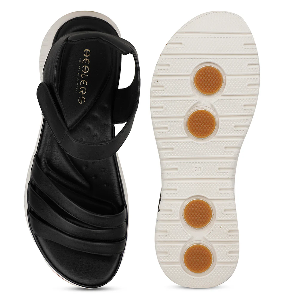 Healers Casual Black Sandal For Women ZQ-RN-L66 By Liberty - Image 6