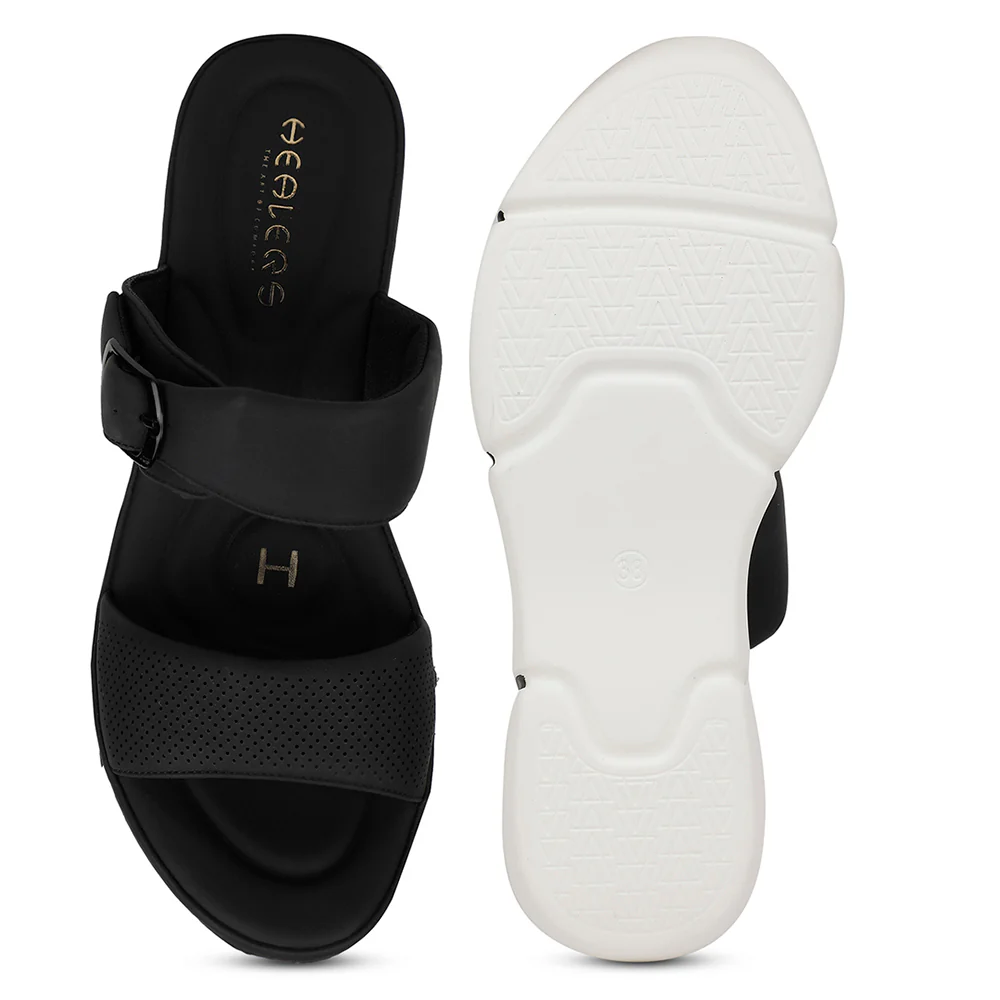 Healers Casual Black Slipper For Women ZQ-RN-L69 By Liberty - Image 6
