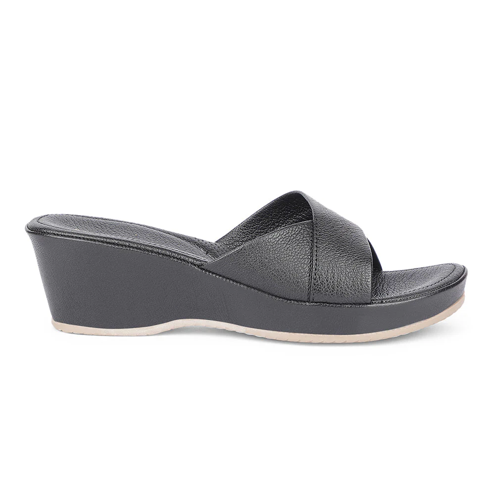 Healers Casual Black Wedges Heels For Women J332-40 By Liberty - Image 2