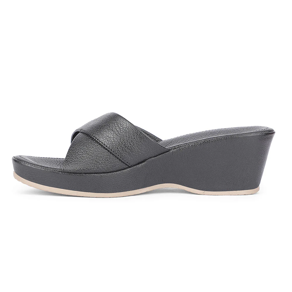 Healers Casual Black Wedges Heels For Women J332-40 By Liberty - Image 3