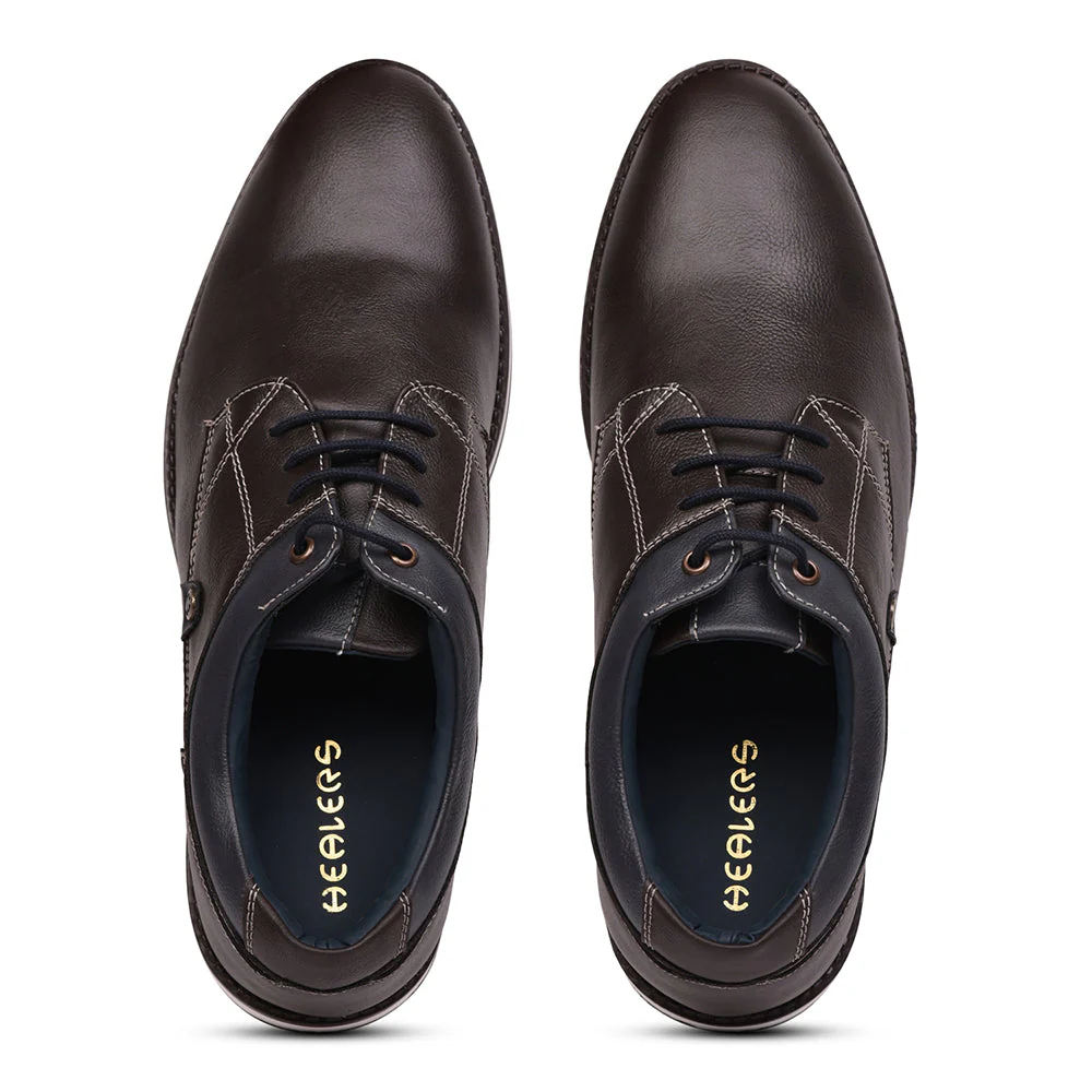 Healers Casual Brown Lacing Shoes For Men SYN-42 By Liberty - Image 5