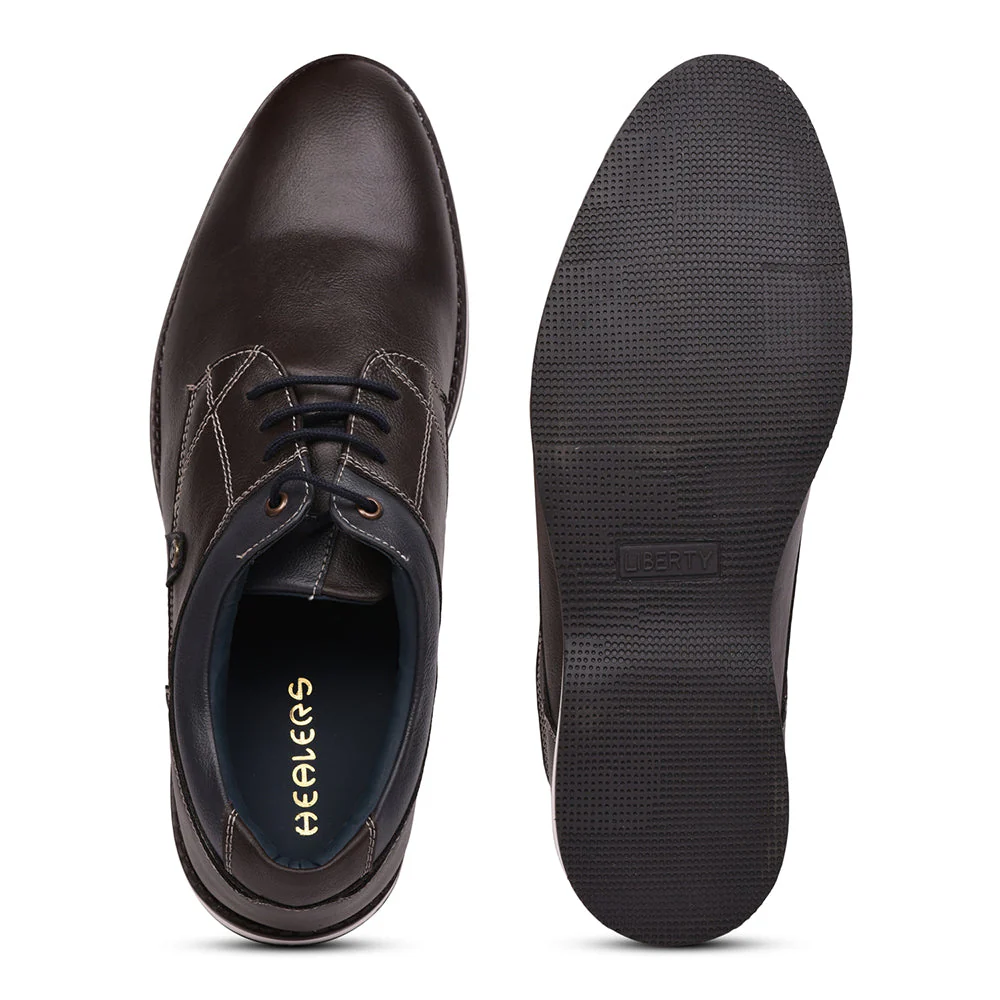Healers Casual Brown Lacing Shoes For Men SYN-42 By Liberty - Image 6