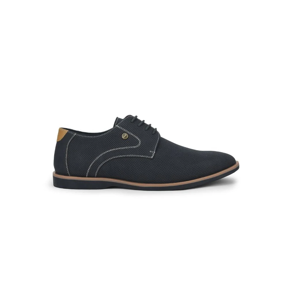 Healers Formal Navy Blue Lacing Shoes For Men SYN-113E By Liberty - Image 2