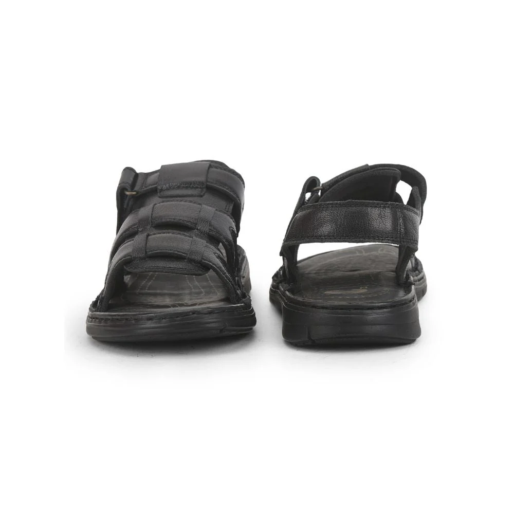 Healers Casual Sandal For Men (Black) ACUSOFT-1 By Liberty - Image 6