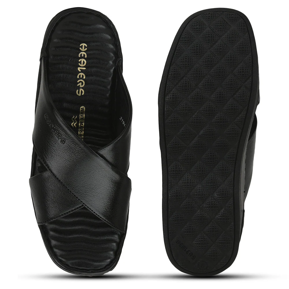 Healers Casual Slippers For Men (Black) 2191-700 By Liberty - Image 5