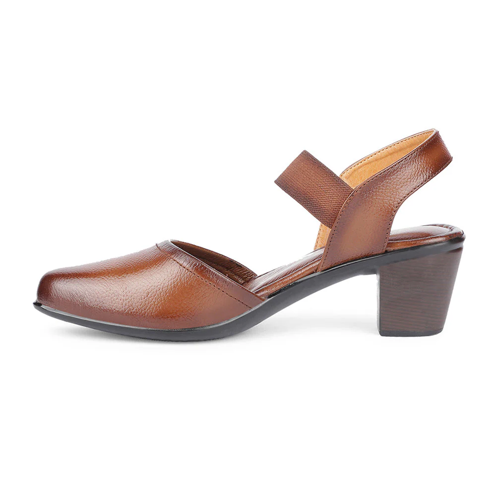 Healers Casual Tan Block Heel Sandal For Women T840-06 By Liberty - Image 3