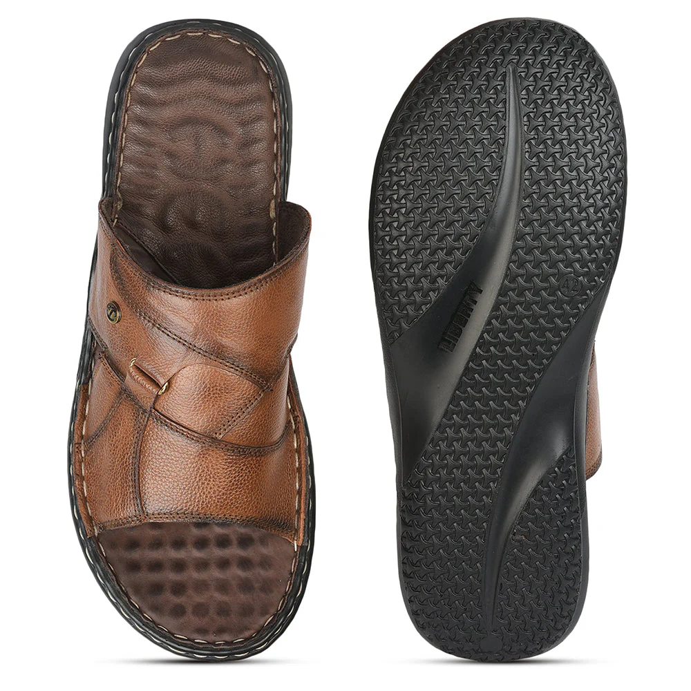 Healers Casual (Tan) Slippers For Men DTL-112 By Liberty - Image 3