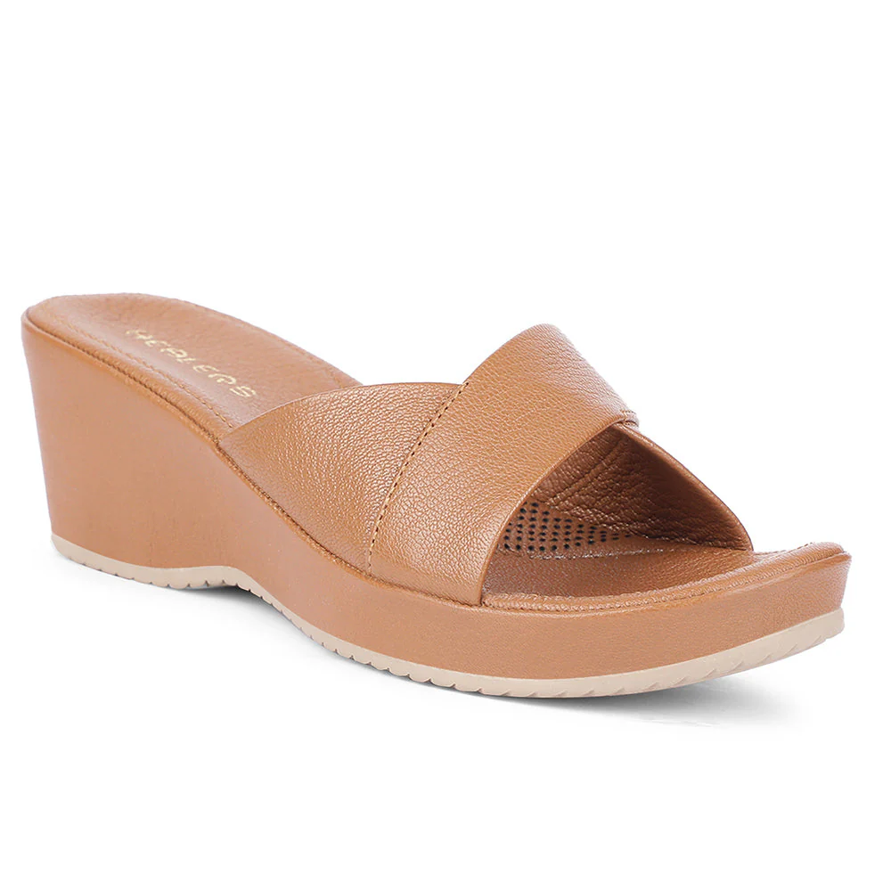 Healers Casual Tan Wedges Heels For Women J332-40 By Liberty