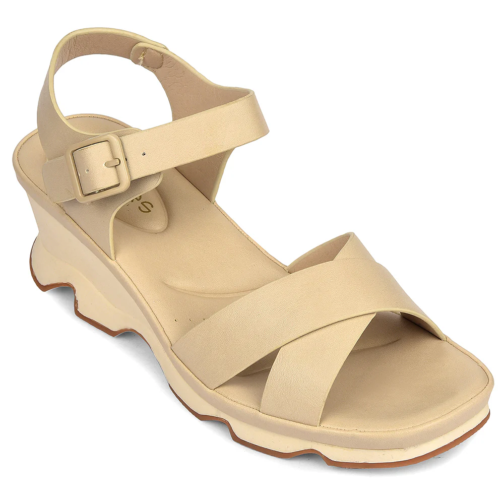 Healers Cream Casual Block Heel Sandal For Women ZQ-DM-13 By Liberty