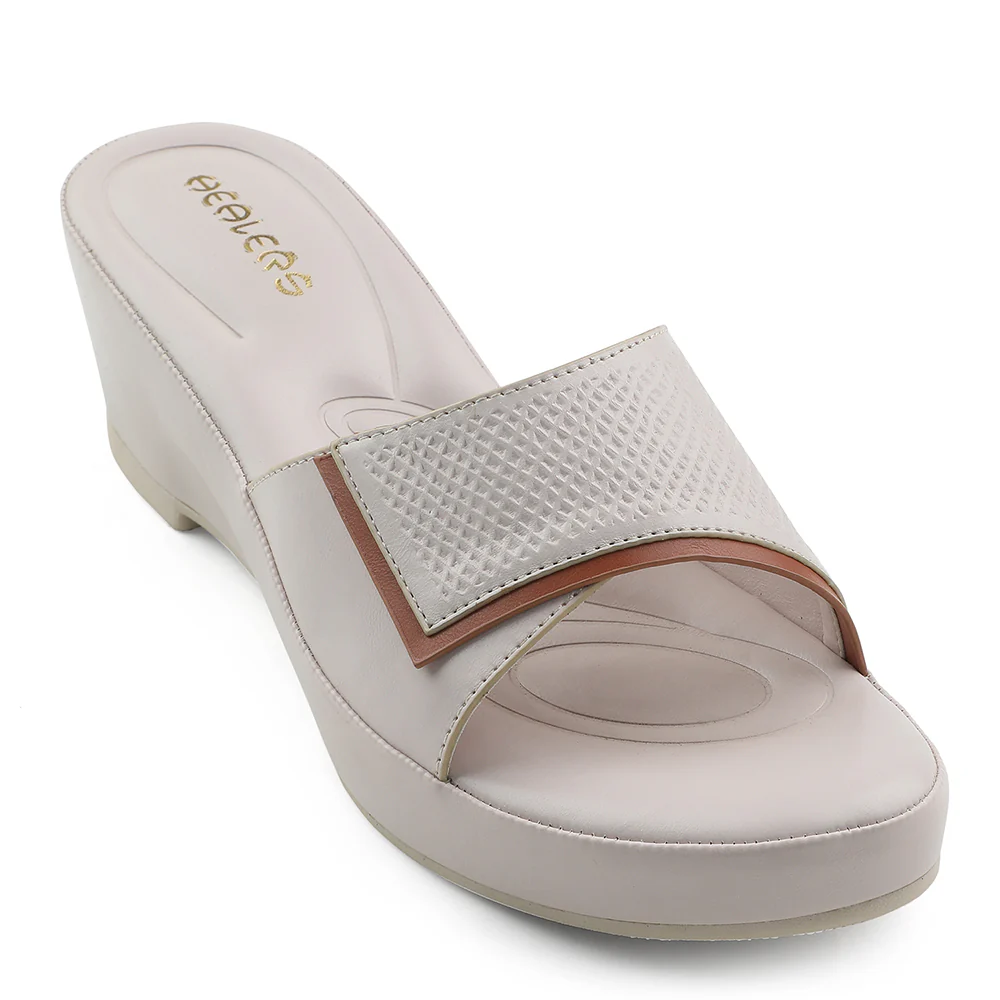 Healers Cream Wedge Heel Sandal For Women LNF-7 By Liberty