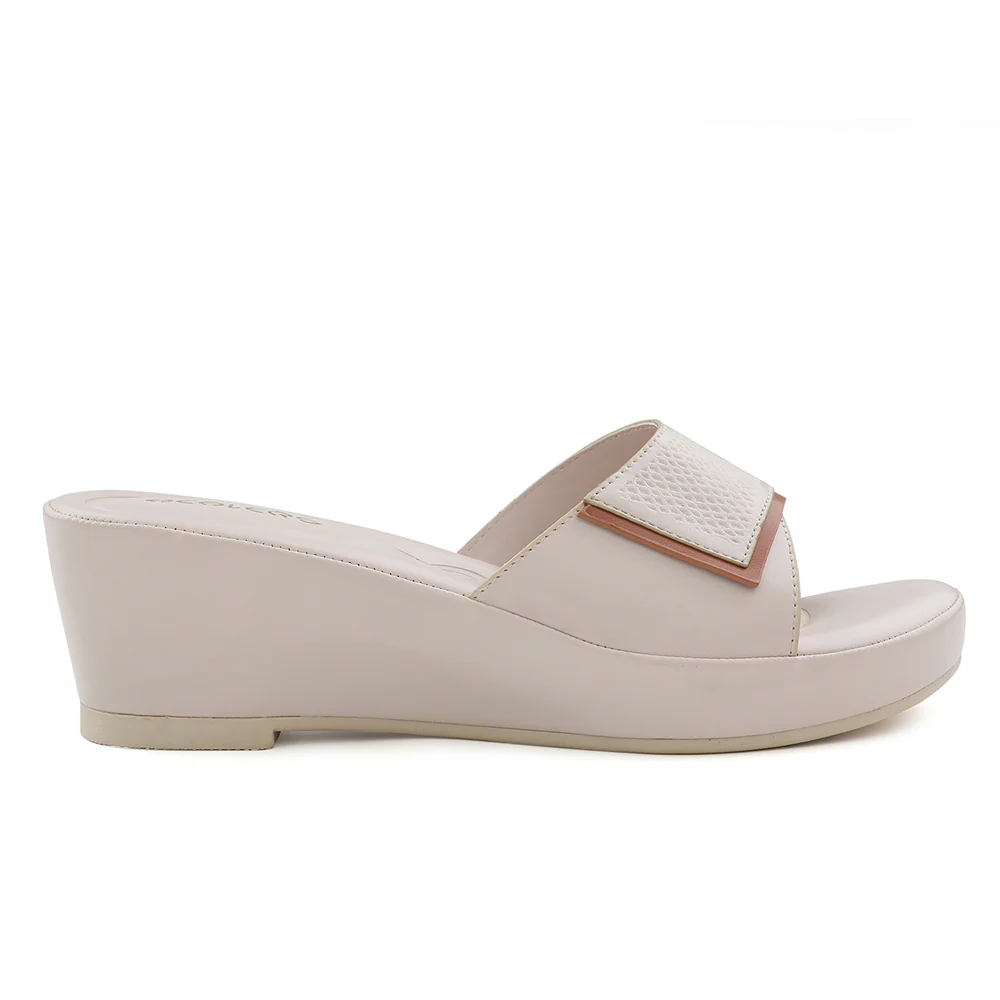 Healers Cream Wedge Heel Sandal For Women LNF-7 By Liberty - Image 2