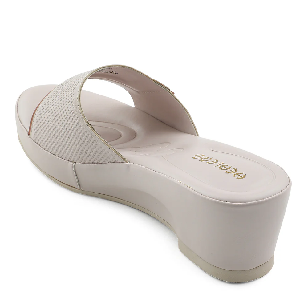 Healers Cream Wedge Heel Sandal For Women LNF-7 By Liberty - Image 4