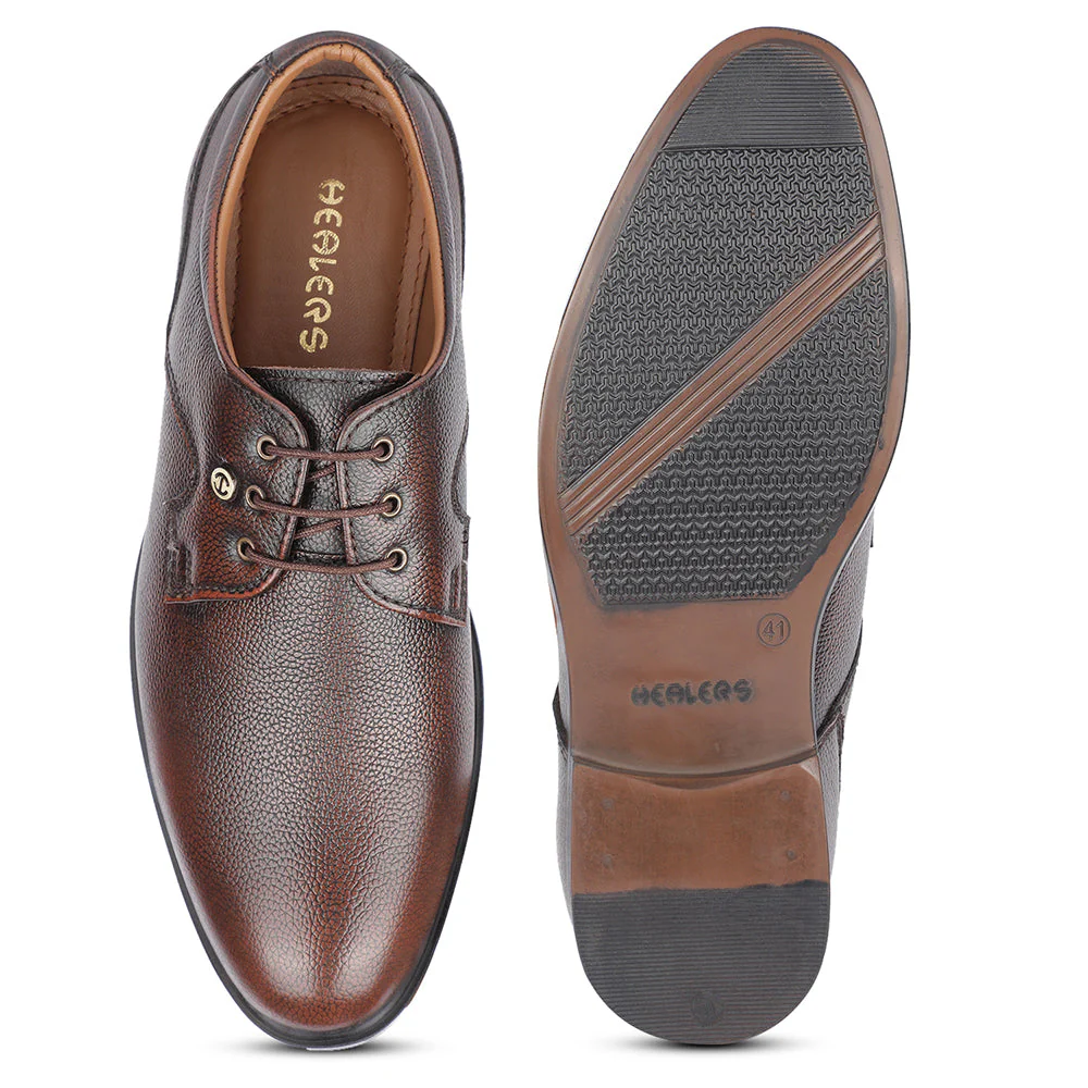 Healers Formal Brown Lacing Derby Shoes For Men S201-05 By Liberty - Image 6