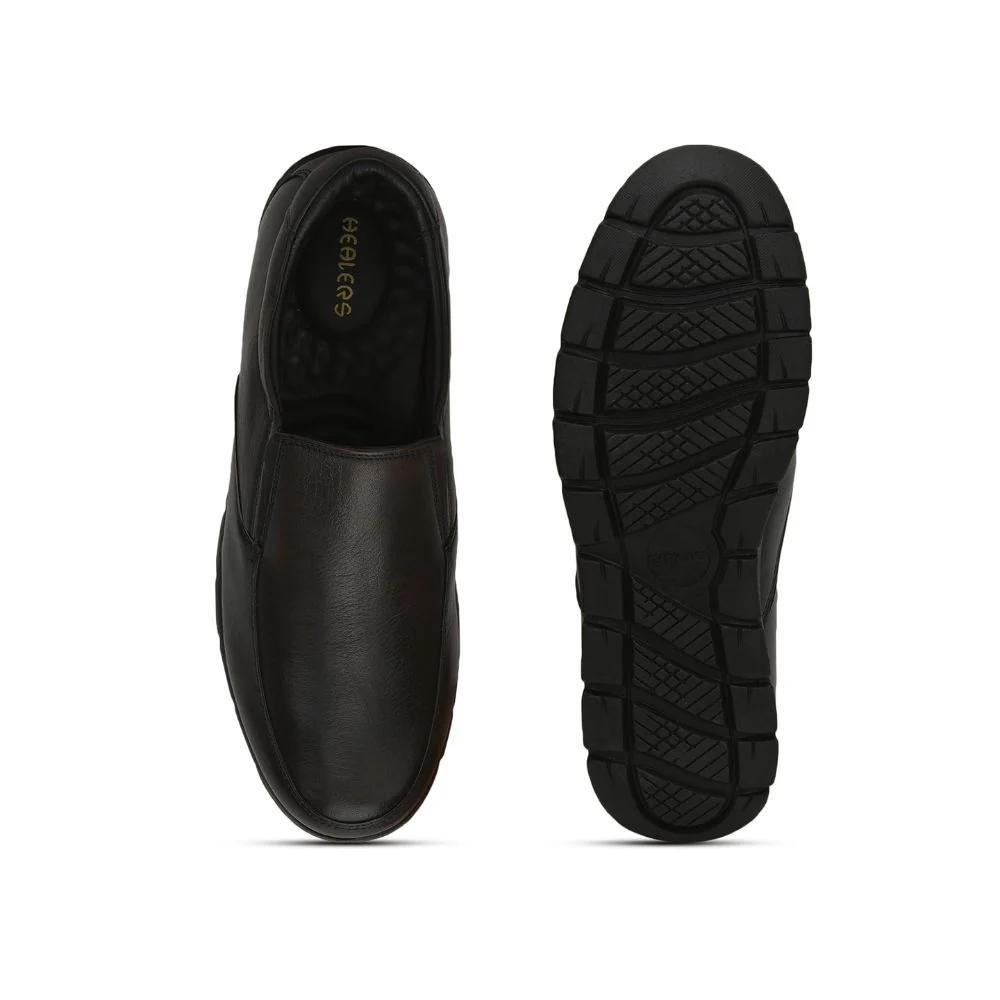 Healers Formal (Brown) Non lacing Shoes For Men JPL-232 By Liberty - Image 5
