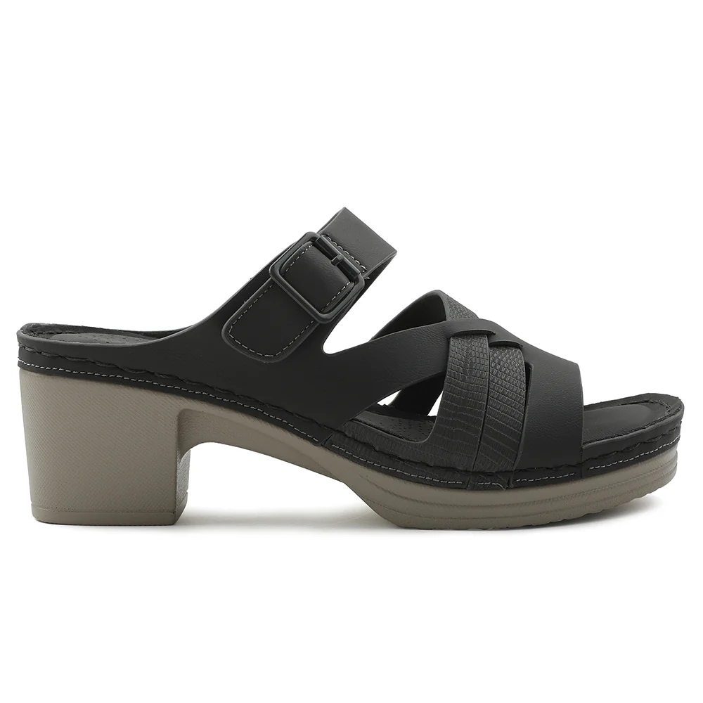 Healers Grey Block Heel Sandal For Women ZQ-FD-53 By Liberty - Image 2