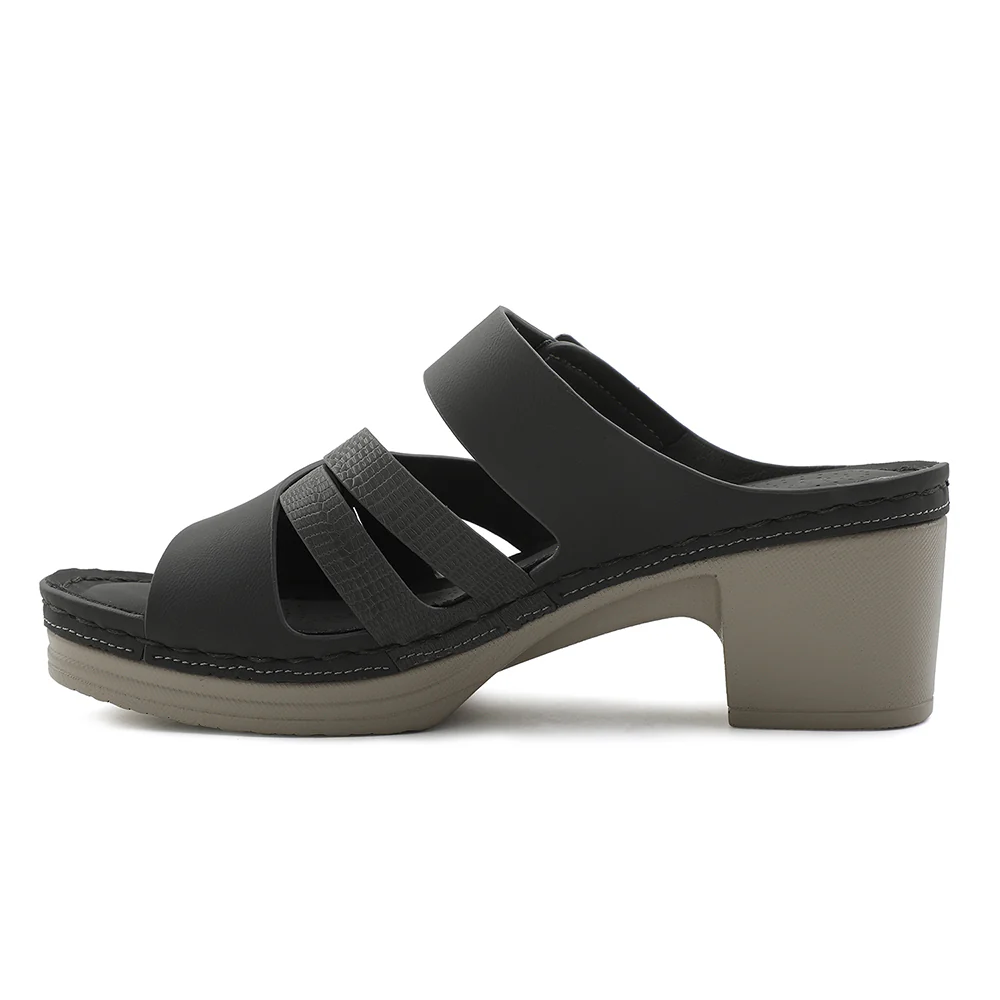 Healers Grey Block Heel Sandal For Women ZQ-FD-53 By Liberty - Image 3