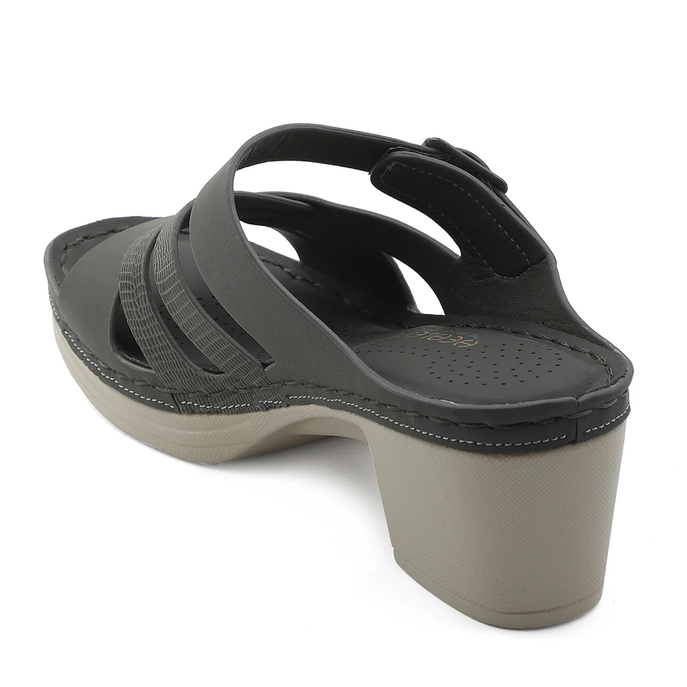 Healers Grey Block Heel Sandal For Women ZQ-FD-53 By Liberty - Image 4