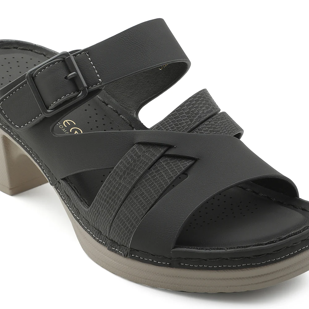 Healers Grey Block Heel Sandal For Women ZQ-FD-53 By Liberty - Image 5