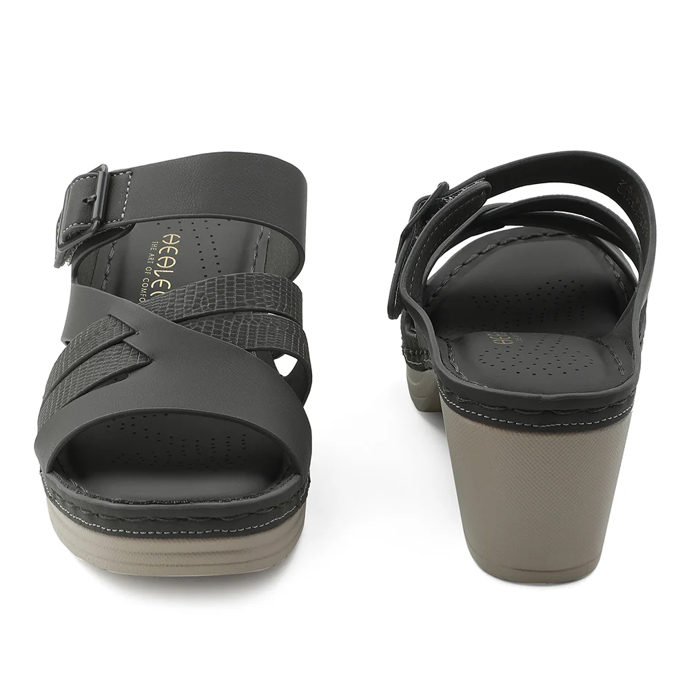Healers Grey Block Heel Sandal For Women ZQ-FD-53 By Liberty - Image 6