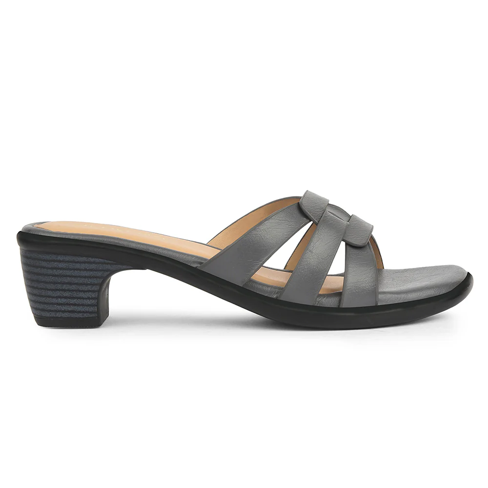 Healers Grey Casual Block Heel Sandal For Women J332-17 By Liberty - Image 2
