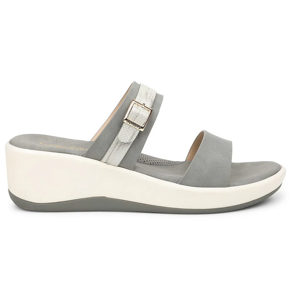 Healers Grey Casual Wedge Heel Sandal For Women SSAL-8 By Liberty - Image 2