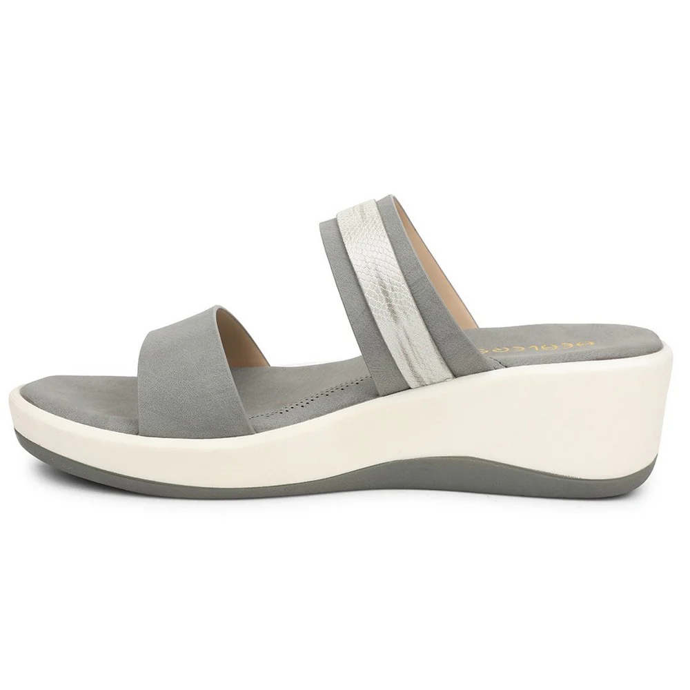 Healers Grey Casual Wedge Heel Sandal For Women SSAL-8 By Liberty - Image 3