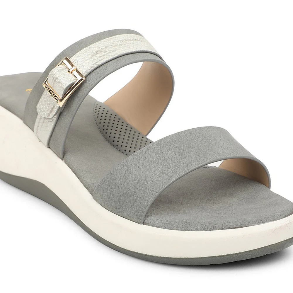 Healers Grey Casual Wedge Heel Sandal For Women SSAL-8 By Liberty - Image 4