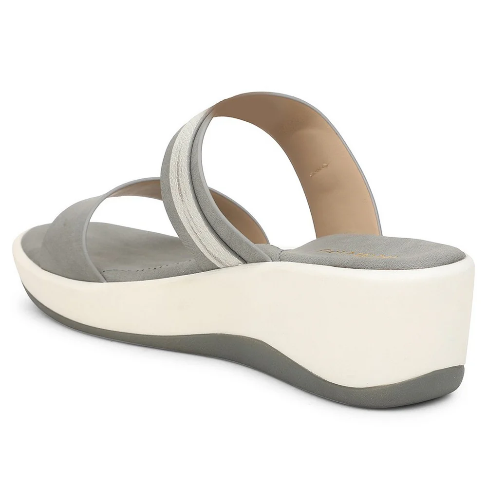 Healers Grey Casual Wedge Heel Sandal For Women SSAL-8 By Liberty - Image 5