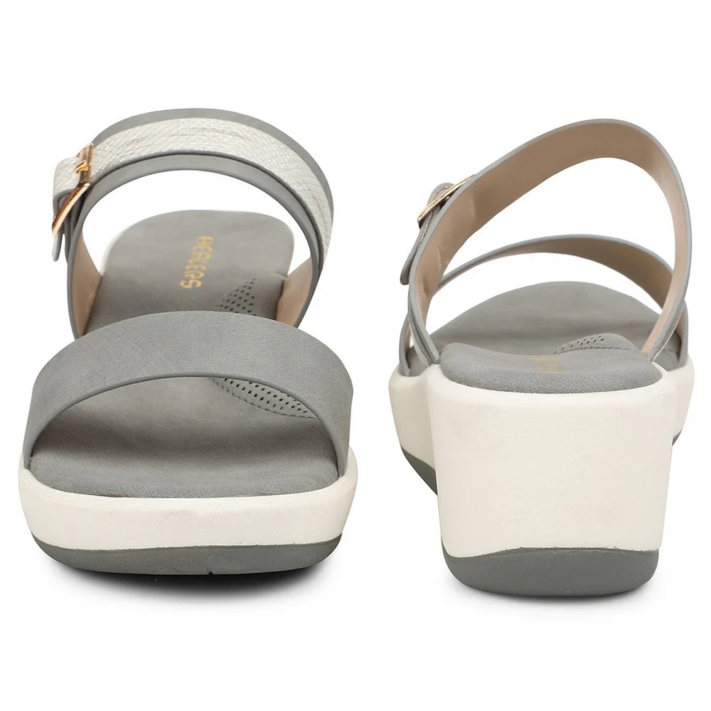 Healers Grey Casual Wedge Heel Sandal For Women SSAL-8 By Liberty - Image 6