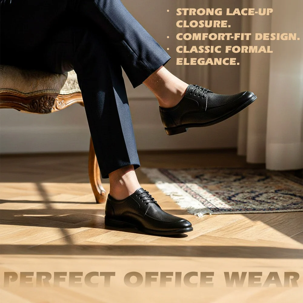 Healers HML-92E Black Formal Lacing Derby Shoes for Men - Image 3