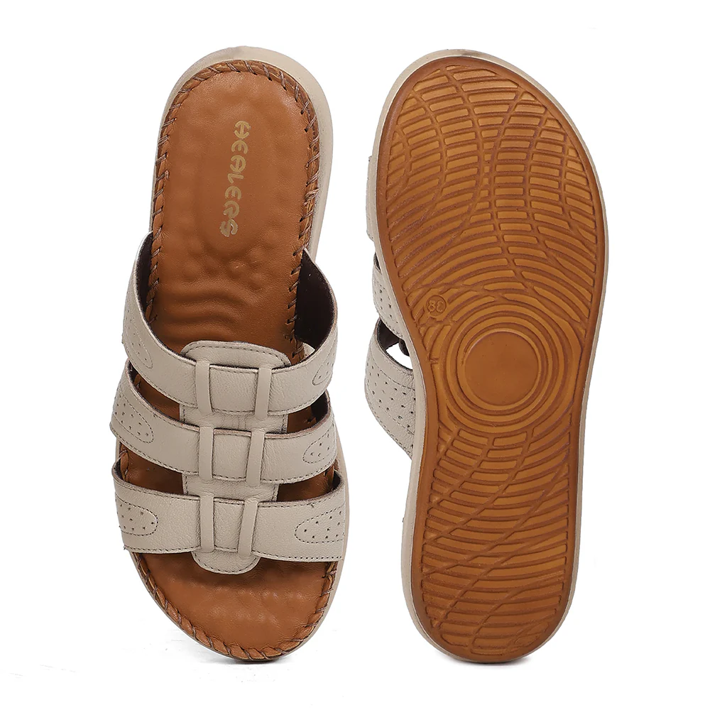 Healers JLL-5 Women's Beige Casual Sandals - EVERYDAY COMFORT with Punched Design - Image 4