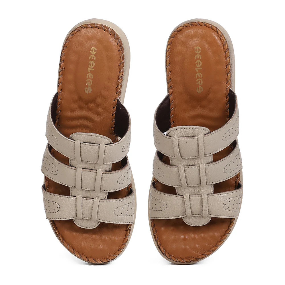 Healers JLL-5 Women's Beige Casual Sandals - EVERYDAY COMFORT with Punched Design - Image 6