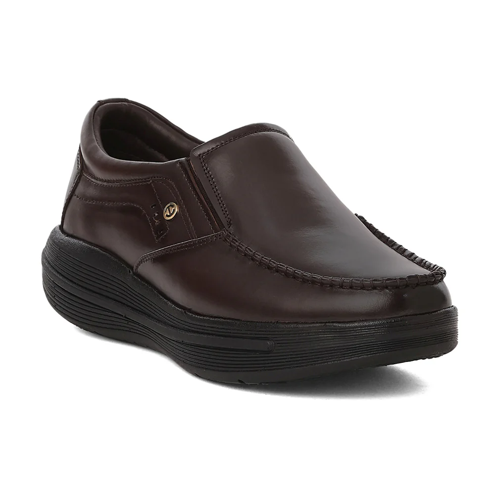 Healers LER-2 Men's Brown Leather Formal Shoes with GEL INSOLE & Elastic Comfort