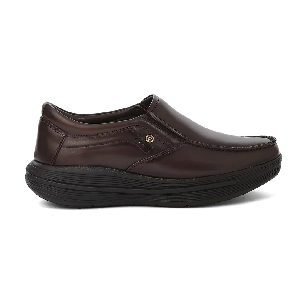 Healers LER-2 Men's Brown Leather Formal Shoes with GEL INSOLE & Elastic Comfort - Image 2