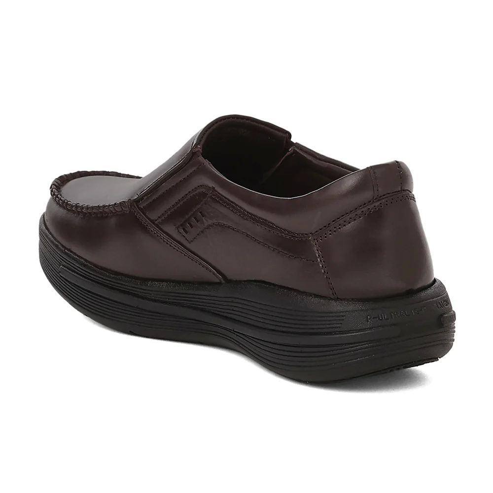 Healers LER-2 Men's Brown Leather Formal Shoes with GEL INSOLE & Elastic Comfort - Image 3