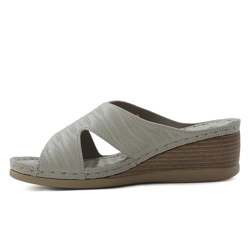 Healers Light Grey Wedge Heel Sandal For Women ZQ-FD-43 By Liberty - Image 3