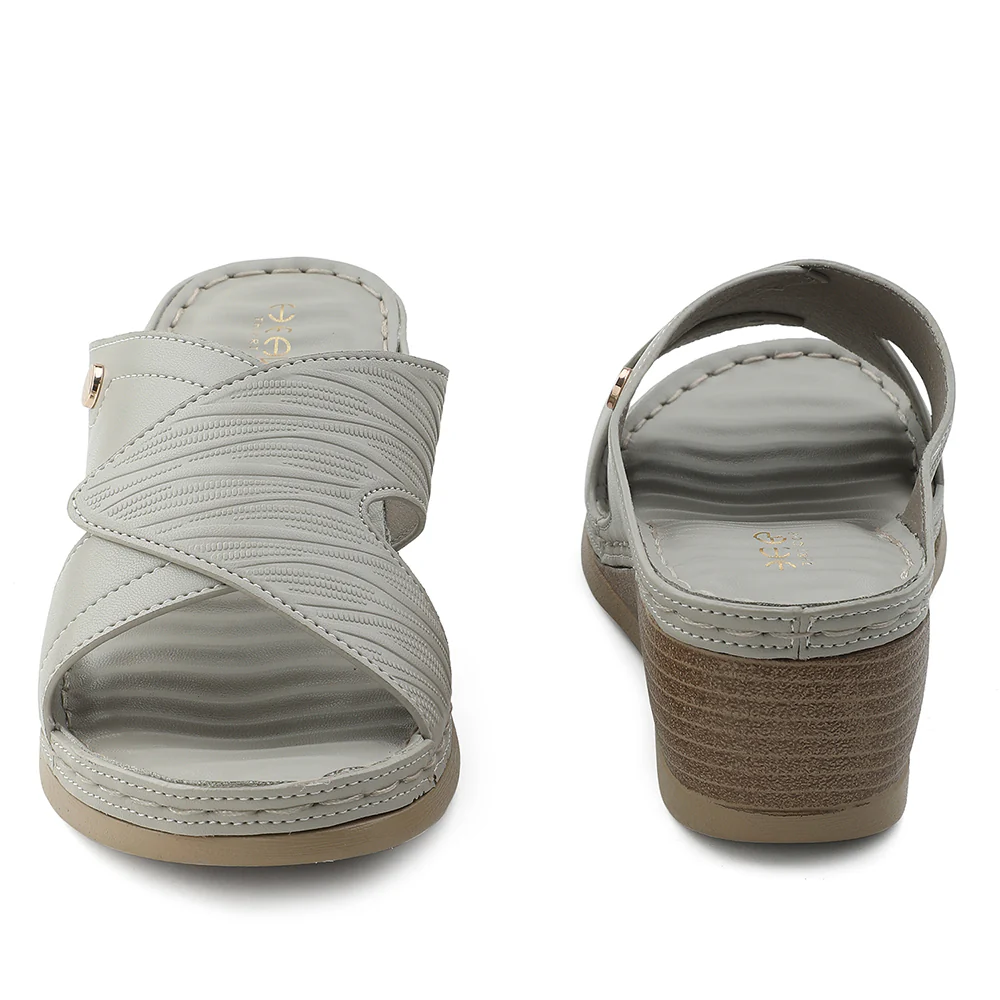 Healers Light Grey Wedge Heel Sandal For Women ZQ-FD-43 By Liberty - Image 6