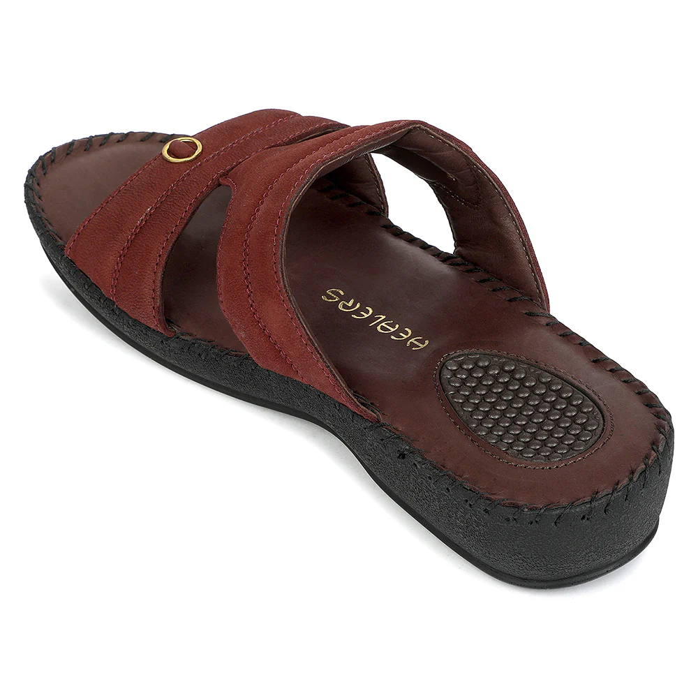 Healers Maroon Casual Flat Sandal for Women JFL-80 by Liberty - Image 4