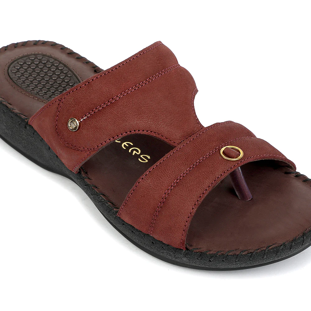 Healers Maroon Casual Flat Sandal for Women JFL-80 by Liberty - Image 5